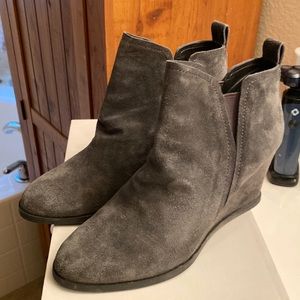 dark grey (charcoal) suede wedge booties in great conditions only worn them once